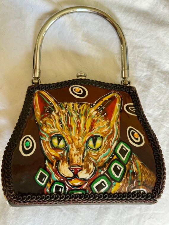 Vintage Art Bags by Debora Crichton With Cat Face Hand Painted Pop Art Cute Cats Hand Bag or Shoulder Bag Etsy Canada