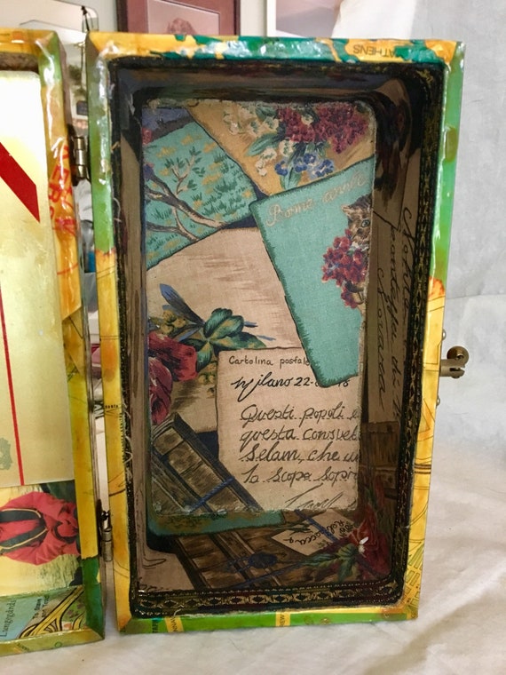 Vintage handbag decoupage travel destinations on … - image 6