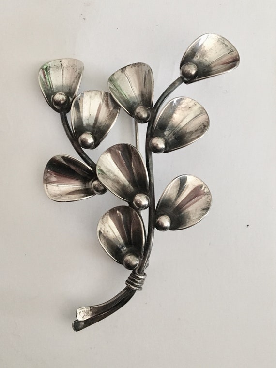 Art Nouveau danish sterling silver brooch  by NE F