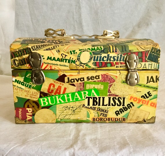 Vintage handbag decoupage travel destinations on … - image 2