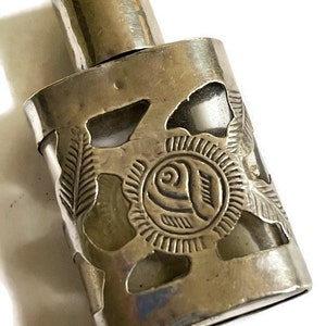 Mexican sterling silver perfume bottle silver over glass small portable size