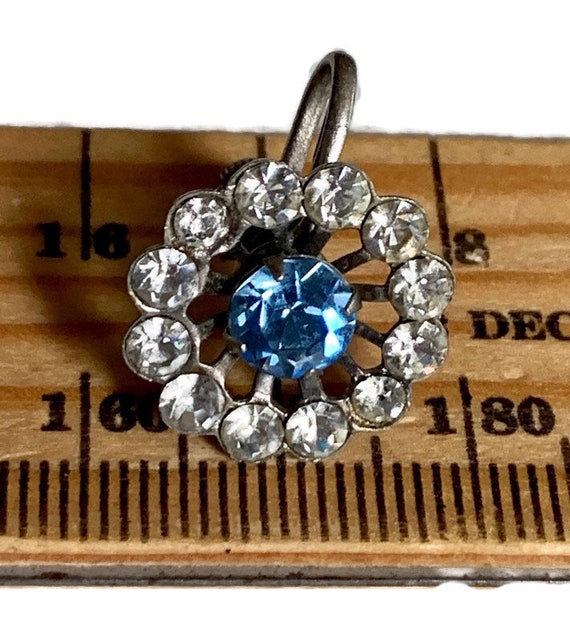 Sale! Vintage rhinestone earrings sky blue center… - image 5