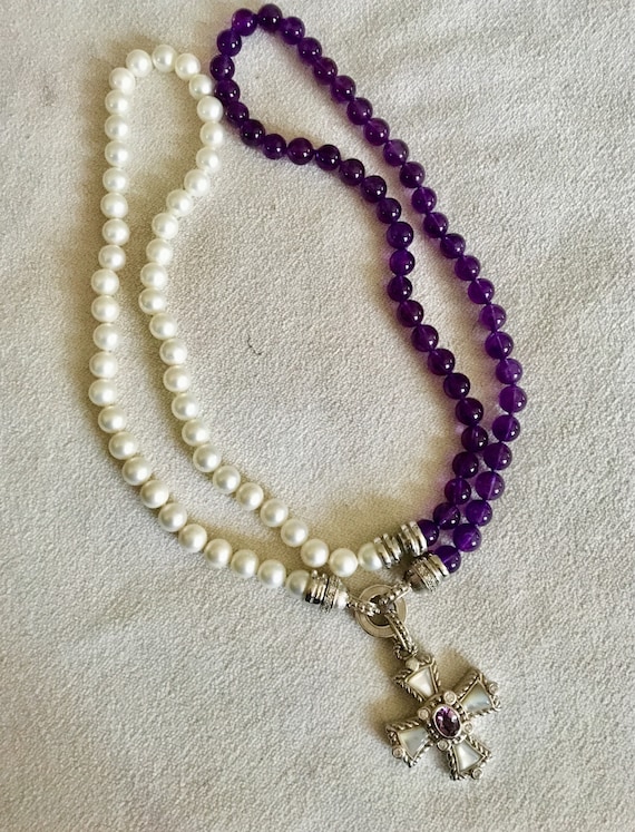 Judith Ripka Necklace Pearl \u0026 Amethyst 