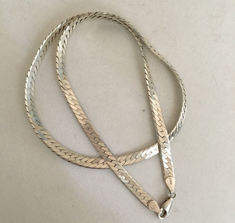 Sale Vintage Sterling Silver Herringbone Necklace Clean and Etsy