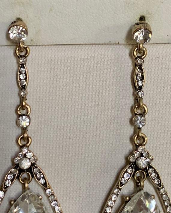 Art Deco vintage rhinestone earrings truly specta… - image 2