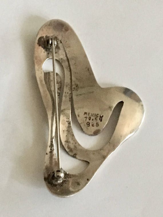 Vintage sterling silver 925 brooch free form made… - image 5