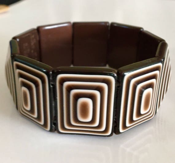 Sale! Vintage Lea Stein lucite tile bracelet stre… - image 5