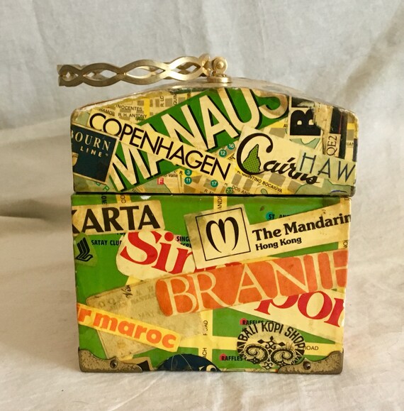 Vintage handbag decoupage travel destinations on … - image 8