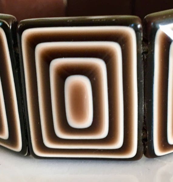 Sale! Vintage Lea Stein lucite tile bracelet stre… - image 2