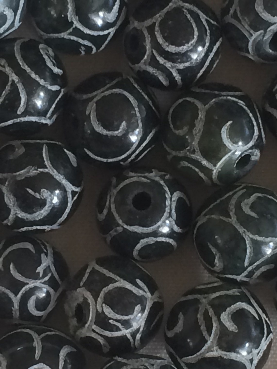 Black Jade Afghan Beads Hand Carved Beautiful 8mm 32 Pieces Etsy