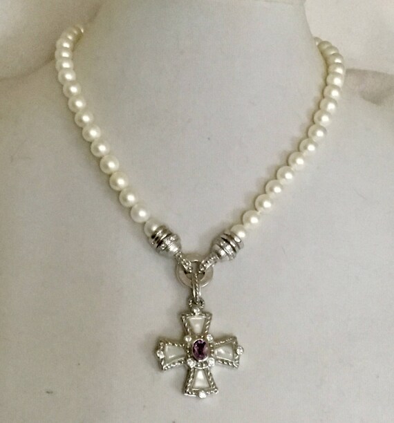 Judith Ripka Necklace Pearl \u0026 Amethyst 