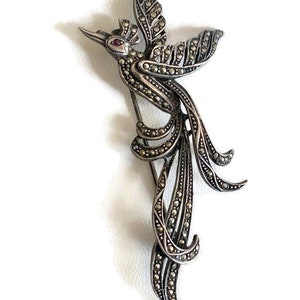 Vintage sterling marcasite brooch bird of paradise stunner! Excellent condition magnificent piece