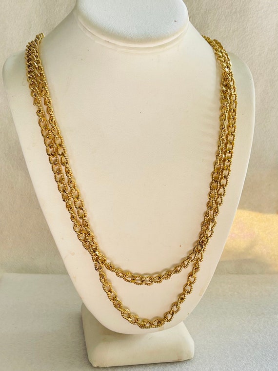 Vintage Monet textured curb link chain necklace 5… - image 3