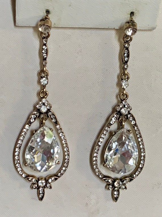 Art Deco vintage rhinestone earrings truly specta… - image 1