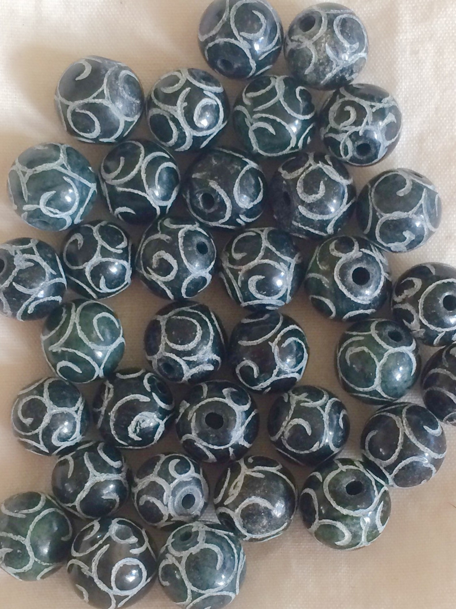 Black Jade Afghan Beads Hand Carved Beautiful 8mm 32 Pieces Etsy
