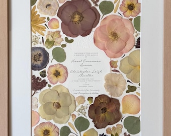 Wedding Bouquet Preservation: Pressed Flower Art Keepsake (DEPOSIT ONLY)
