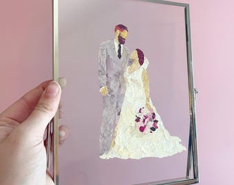 Custom Pressed Flower Petal Painting, Wedding Bouquet Preservation, Anniversary Gift
