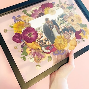 Pressed and Framed Wedding Bouquet, Custom Wedding Flower Art, Wedding Memento, Pressed Flower Art, Wedding Flowers, 11x14, Framed Flowers