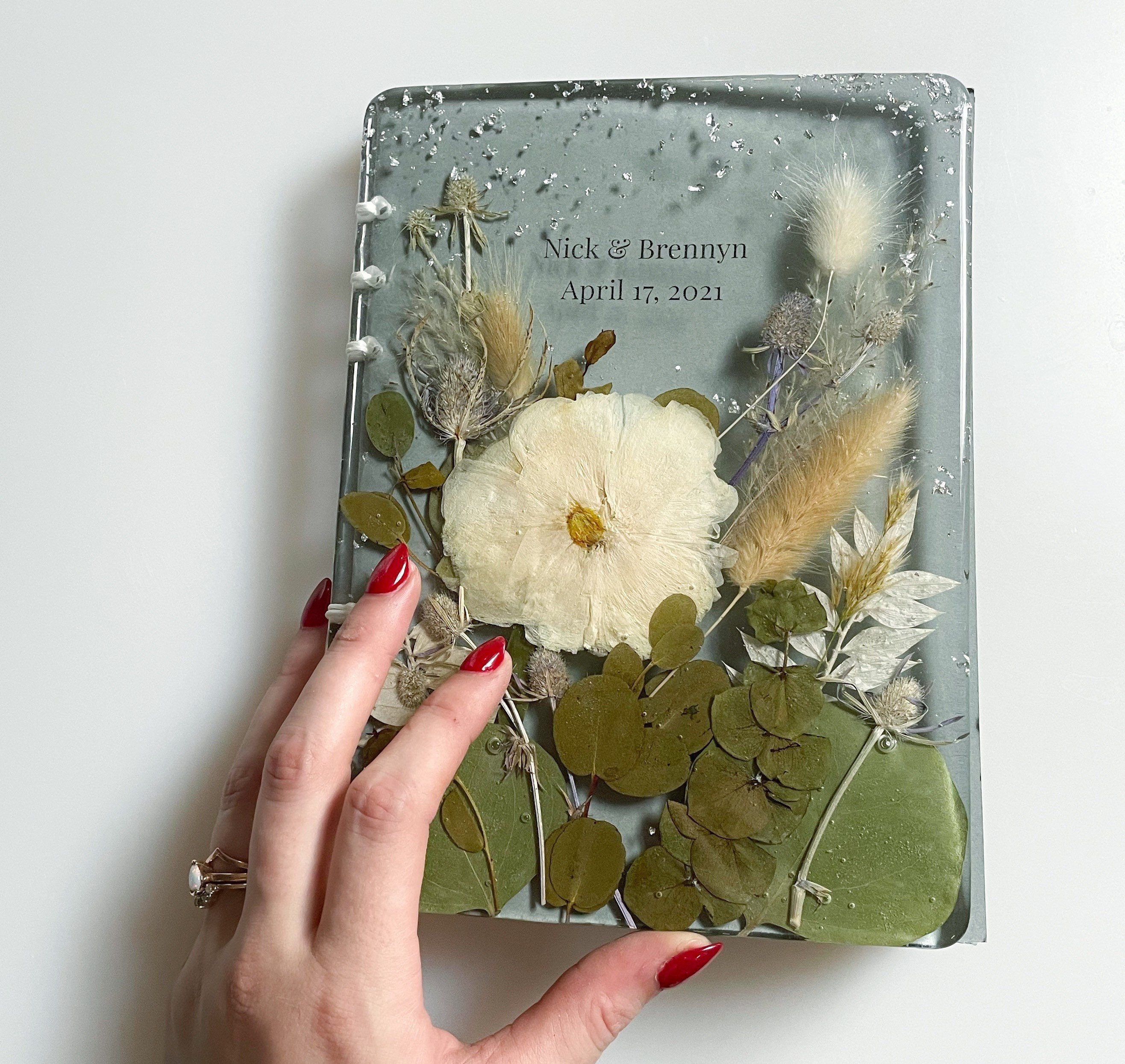 Custom Wedding Flower Album Floral Guestbook Preserved Etsy