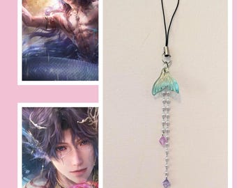 Love and Deepspace Rafayel Myth Merman Mermaid Tail  Phone Chain Charm Keychain Pink Purple Teal Pearl