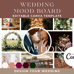 Digital Wedding Mood Board Editable Canva Template | Wedding Inspiration Book | Design Your Wedding