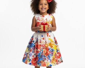 The Ultimate Holiday Photo Dress. Vibrant Blooms & Festive Cheer!!!