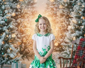 Unique Christmas Dress! Multi-Color Floral A-Line | Perfect for Holiday Pictures and Festive Gatherings.