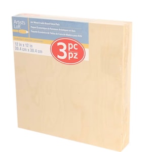 Paquete económico de 3 tablas base de madera artística de 12x12 de Artist&#39;s Loft.