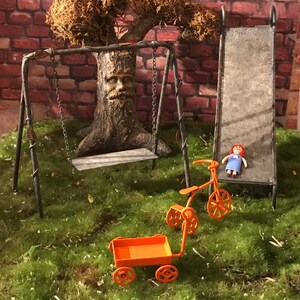 Fairy garden accessories tricycle orange trike mini orange wagon terrarium garden gnome garden fairy garden miniature orange trike & wagon