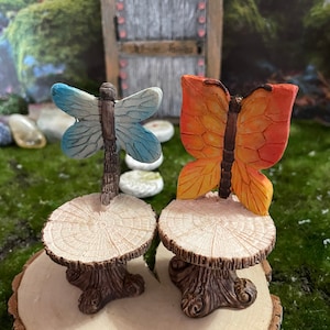 Adorable butterfly and dragonfly fairy garden chairs. Fairy Chairs, Fairy garden supplies, fairy garden accessories, miniature chairs