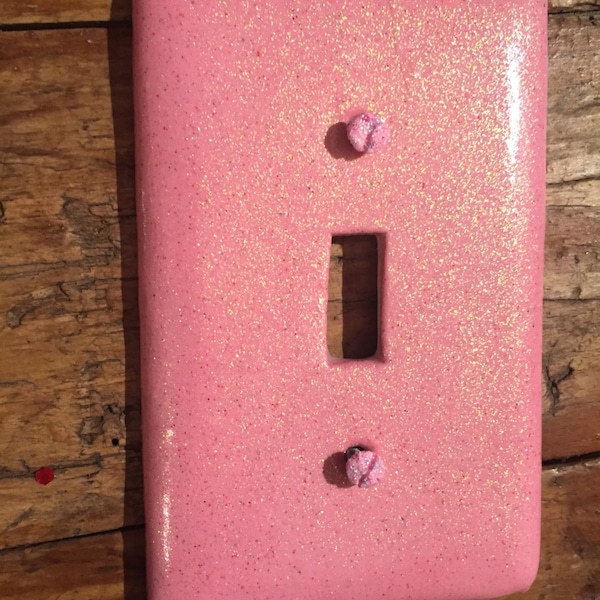 Pink glitter light switchplate glitter toggle cover Single toggle cover Pink sparkle switchplate pink glitter cover specialized custom order
