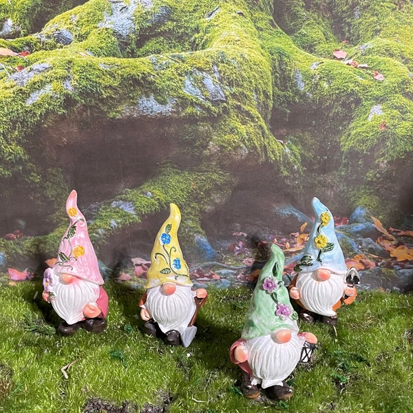 GNOME POWER!  Choose from one of these four gnomes or more! These gnomes are looking for a home in your miniature garden!