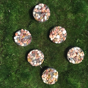 Set of six Fairy garden steppingstones, pebbles, fairy garden accessories, miniature garden accessories, cobblestone