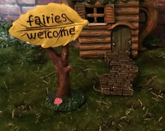 Miniature Fairy Garden Into The Village Enchanted Sign W Pick Faerie WS 1513 