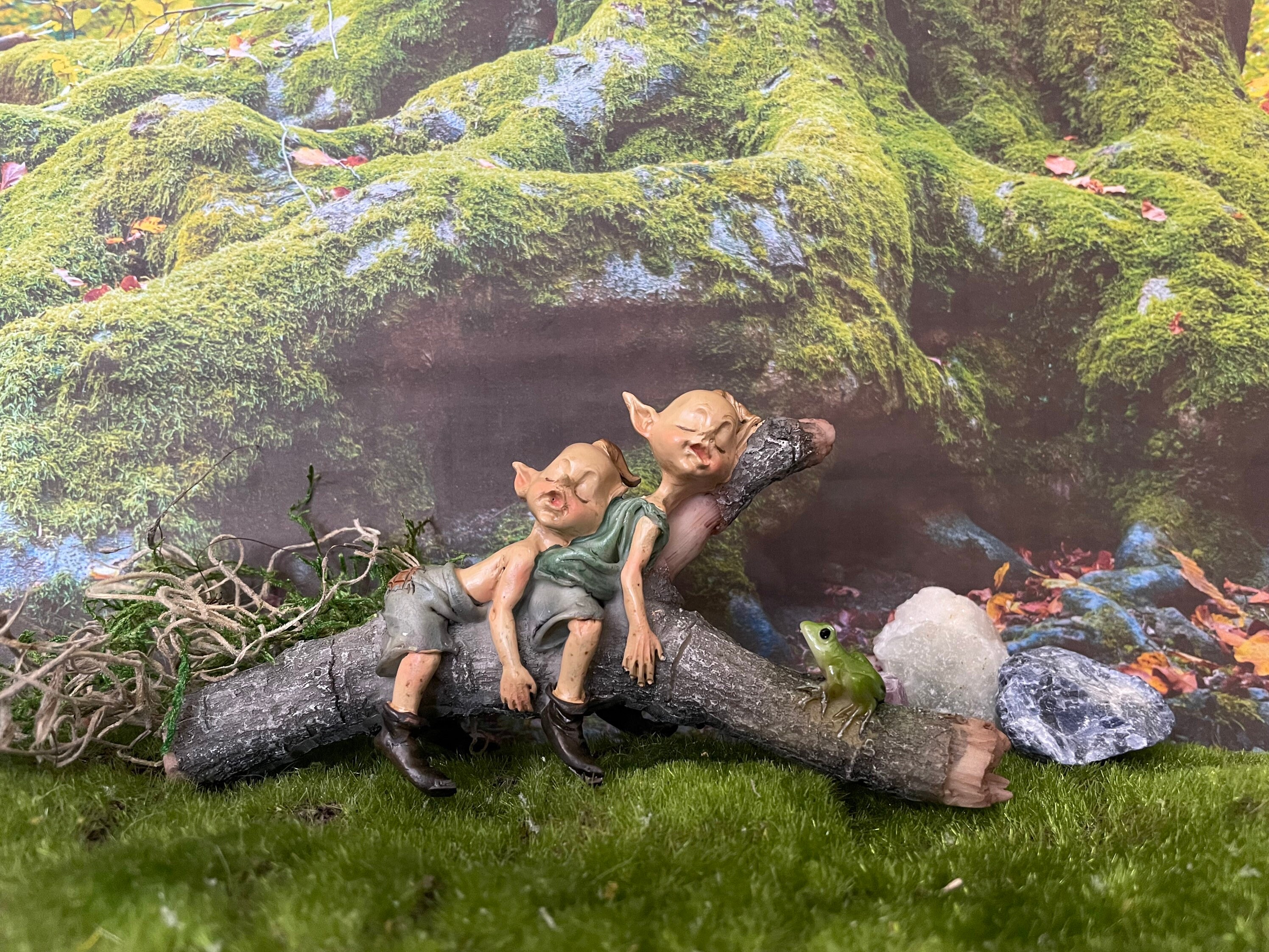 Pixie Lovers Garden Pixies Sleeping on a Log With Frog | Etsy