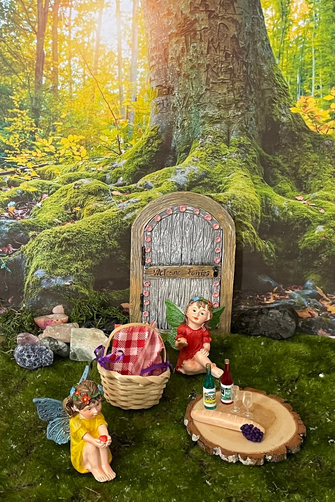 Fairy Garden Picnic, Fairy Picnic Basket, Dollhouse Picnic Basket