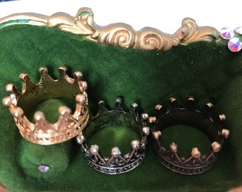 Fairy crown, tiny gold crown, tiny king crown, miniature crown, fantasy garden crown, fairy supplies, container garden supplies