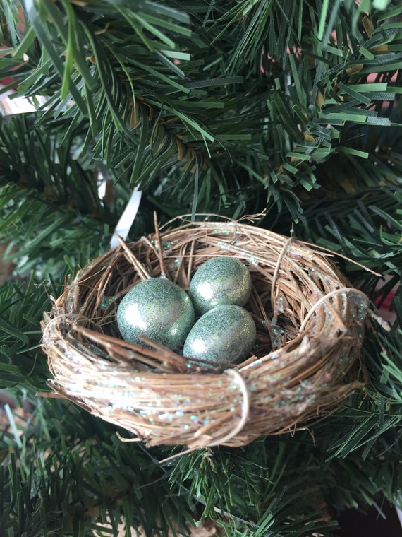 Icelandic Folklore birds nest ornament w//Gold eggs Christmas Ornament for tree