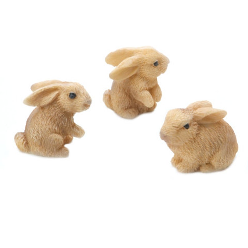 Miniature fairy garden bunnies rabbits set of 3 accessories for terrarium mini carrots fairy garden accessory gnome garden terrarium bunny image 6