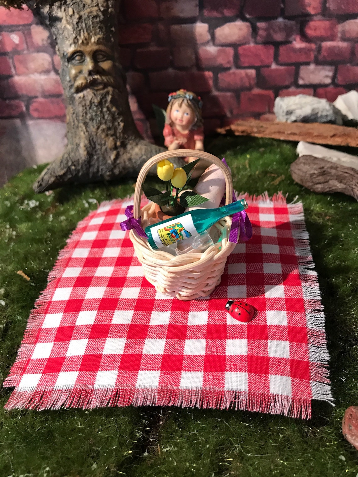 Fairy garden picnic fairy picnic basket dollhouse picnic Etsy