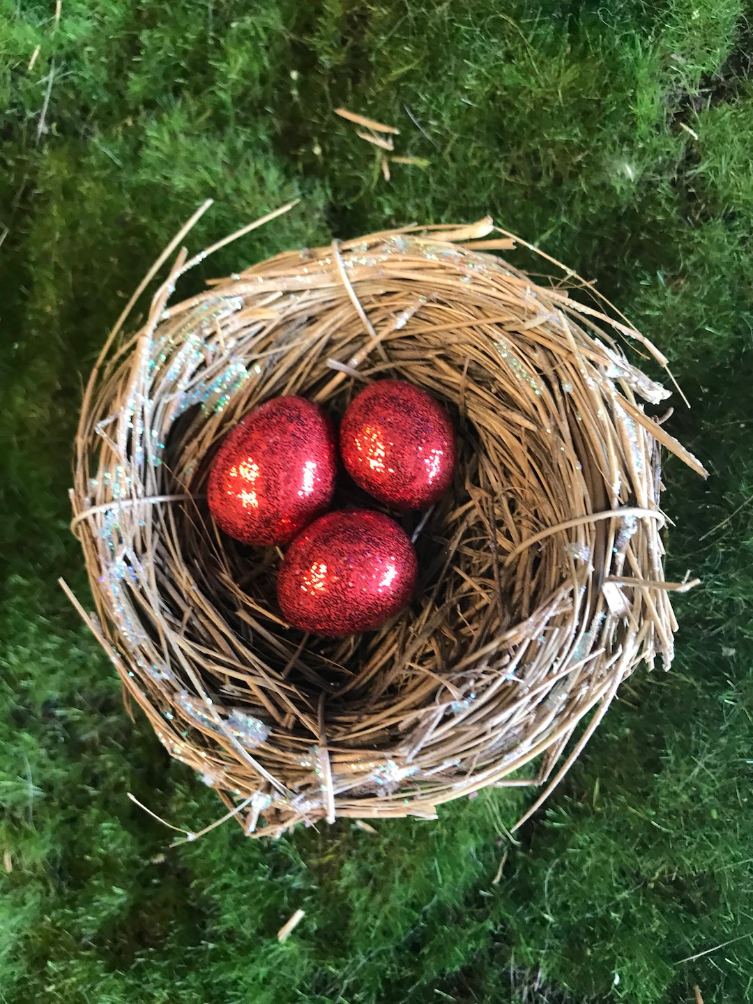 Easter Egg Picks With Glitter For Floral Art - 6 Count - 7 Inches