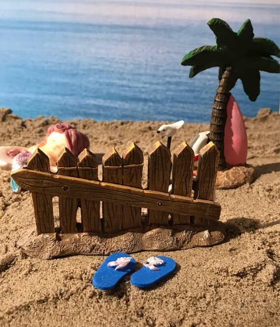 Fairy Garden Mermaid, Mini Beach Scene, Miniature Beach Fence With