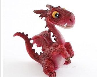 Adorable miniature red dragon full of whimsy, fairy garden supplies, enchanted garden, miniature garden accessories, miniature display