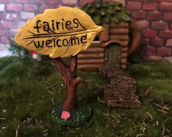 FAIRIES WELKOM bord Fairy Garden Sign Miniatuurbenodigdheden, sprookjesaccessoires, miniatuurtuinbord container sprookjestuinbord