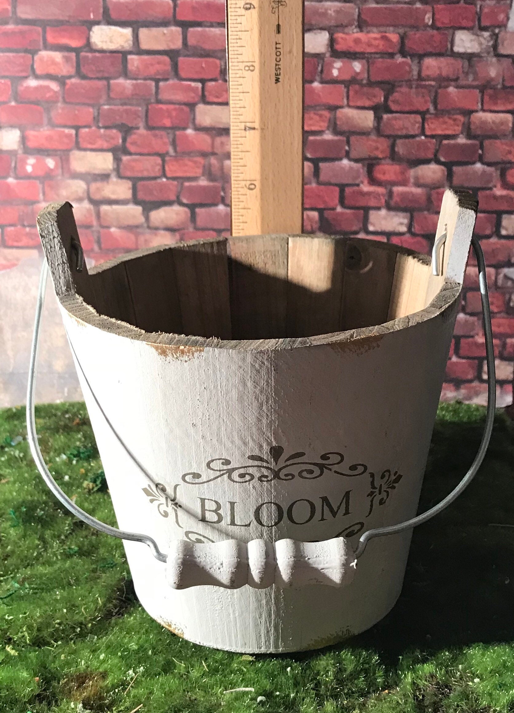 Beautiful Wooden Bucket Planter Dark Wooden Planter Bucket Etsy