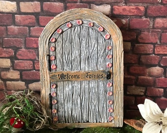 Miniature fairy garden door with door that opens WELCOME FAIRIES miniature door fairy garden accessories fairy supplies gnome door