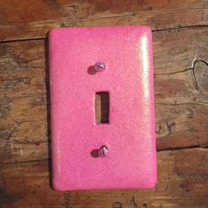 Pink glitter light switch plate Hot pink glitter toggle cover Single toggle cover Hot pink sparkle switchplate specialized custom orders image 1