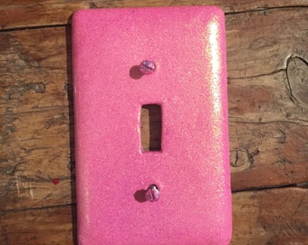 Pink glitter light switch plate Hot pink glitter toggle cover Single toggle cover Hot pink sparkle switchplate specialized custom orders