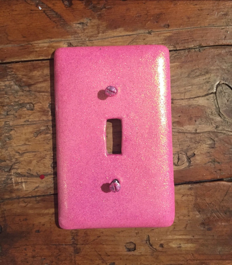 Pink glitter light switch plate Hot pink glitter toggle cover Single toggle cover Hot pink sparkle switchplate specialized custom orders image 1