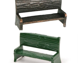 Banco en miniatura de bronce o verde, banco de jardín de hadas con forma de taza de té, accesorio de hadas, banco de exhibición en miniatura, banco para proyectos de miniaturas